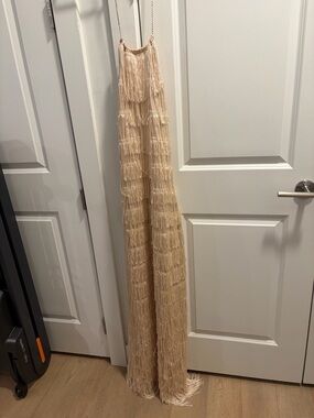 Bless Handmade Joya Long Fringe Maxi Dress - Ivory - NWT Size Medium